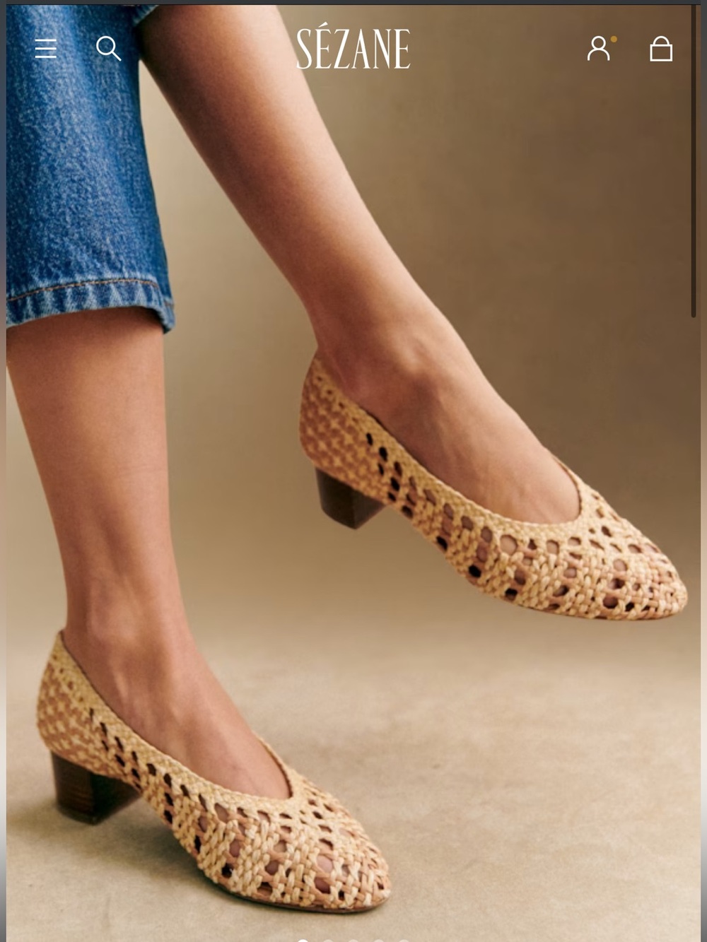 Sézane Natural Woven Low Heel Pumps